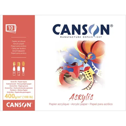 Blok do farb akrylowych Canson Acrylic - 32 X 41 cm, 400 g, 10 ark.