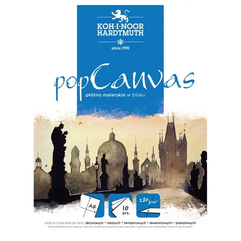 Płótno malarskie w bloku Koh-i-Noor popCanvas - A4, 280 g, 10 ark.