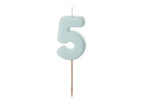 Świeczka urodzinowa Cyferka 5 jasny niebieski 5.5 cm