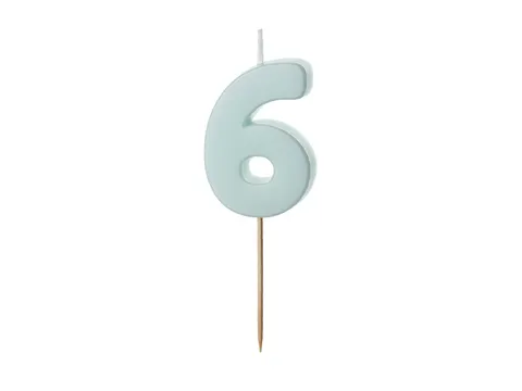Świeczka urodzinowa Cyferka 6 jasny niebieski 5.5 cm