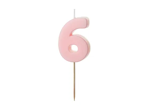 Świeczka urodzinowa Cyferka 6 jasny różowy 5.5 cm