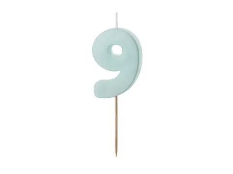 Świeczka urodzinowa Cyferka 9 jasny niebieski 5.5 cm