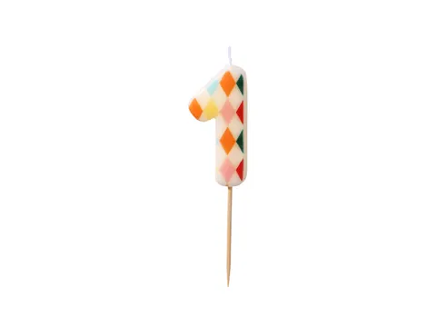 Świeczka urodzinowa Cyfra 1 Romby 5,5 cm
