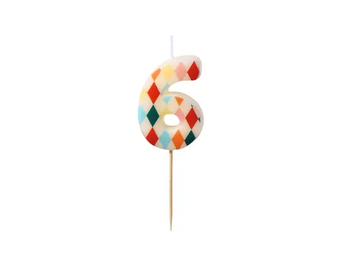 Świeczka urodzinowa Cyfra 6 Romby 5,5 cm