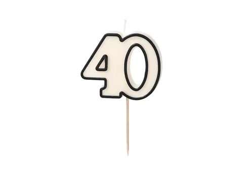 Świeczka urodzinowa liczba 40 5,5 cm biało-czarny
