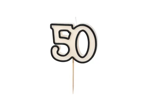 Świeczka urodzinowa liczba 50 5,5 cm biało-czarny