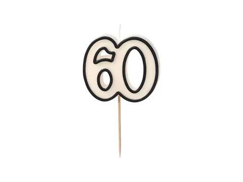 Świeczka urodzinowa liczba 60 5,5 cm biało-czarny