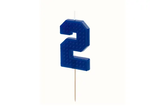 Świeczka urodzinowa Cyferka 2 6 cm niebieski