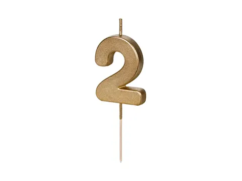 Świeczka urodzinowa Cyferka 2 4.5 cm złoty