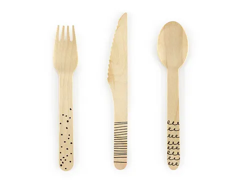 Sztućce drewniane czarny 16 cm
