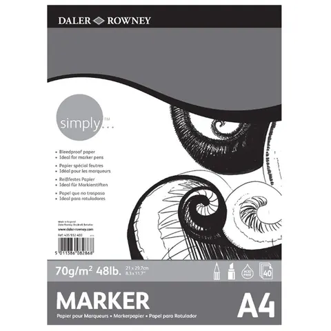 Blok do markerów Simply Daler-Rowney Marker - A4, 70 g, 40 ark.