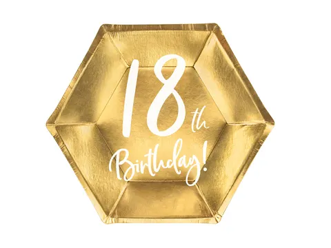 Talerzyki 18th Birthday złoty 20 cm