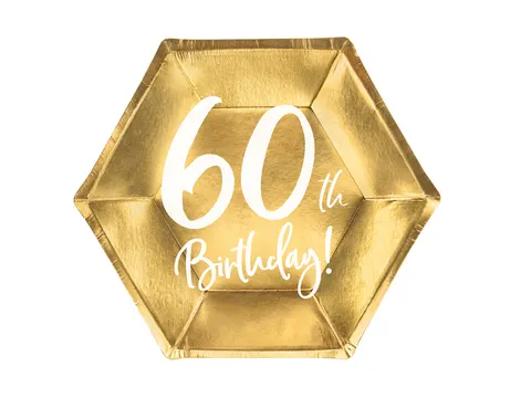 Talerzyki 60th Birthday złoty 20 cm