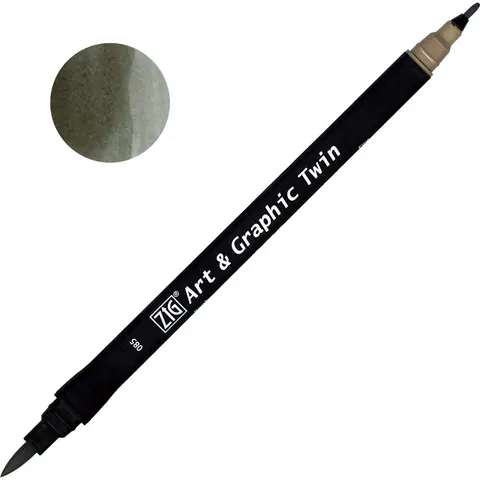 Pisak ZIG Art & Graphic Twin Kuretake - 085 Green Grey