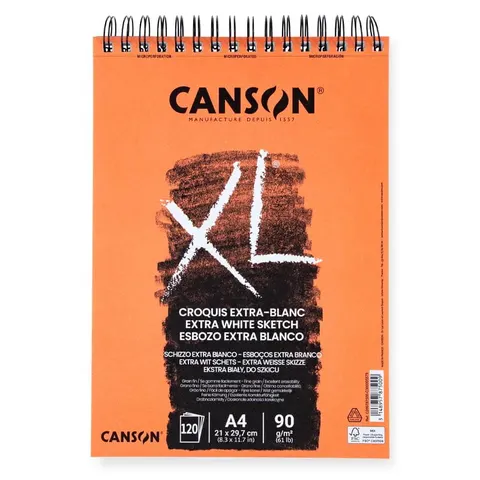 Blok Canson XL Extra White - A4, 90 g, 120 ark.