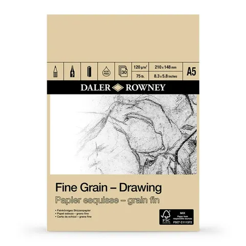 Blok do rysunku Daler-Rowney Fine Grain Drawing - A5, 120 g, 30 ark.