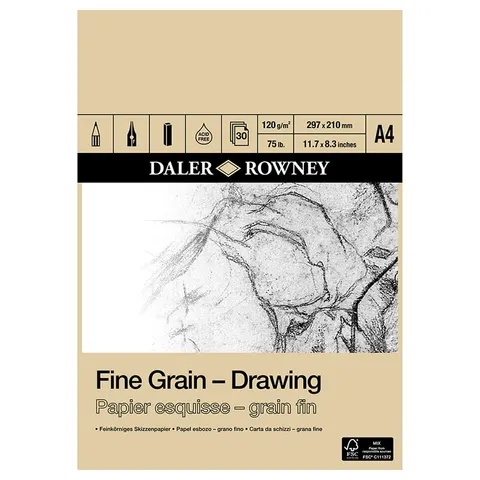 Blok do rysunku Daler-Rowney Fine Grain Drawing - A4, 120 g, 30 ark.