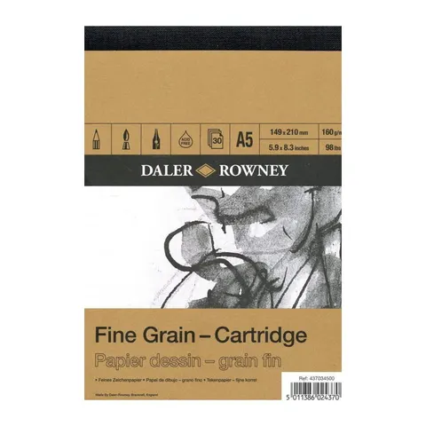 Blok do rysunku Daler-Rowney Fine Grain Cartidge - A5, 160 g, 30 ark.
