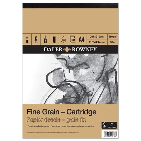 Blok do rysunku Daler-Rowney Fine Grain Cartidge - A4, 160 g, 30 ark.