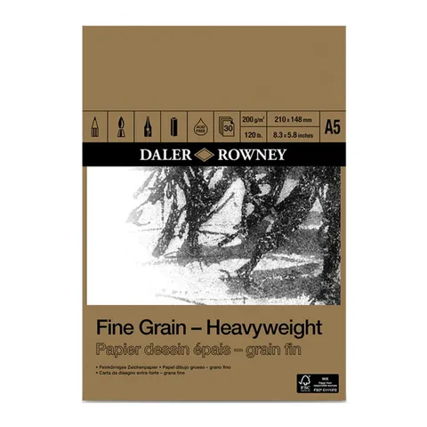 Blok do rysunku Daler-Rowney Fine Grain Heavyweight - A5, 200 g, 30 ark.