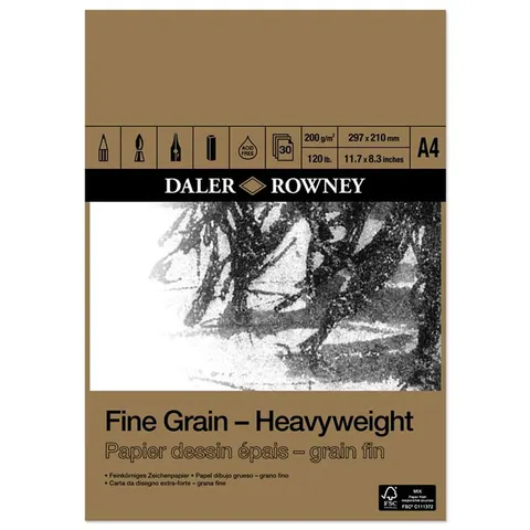 Blok do rysunku Daler-Rowney Fine Grain Heavyweight - A4, 200 g, 30 ark.