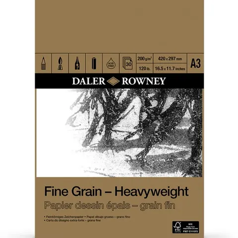 Blok do rysunku Daler-Rowney Fine Grain Heavyweight - A3, 200 g, 30 ark.