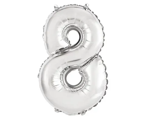 Balon foliowy cyfra 8 srebrna 35 cm