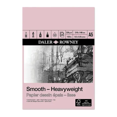 Blok do rysunku Daler-Rowney Smooth Heavyweight - A5, 220 g, 25 ark.