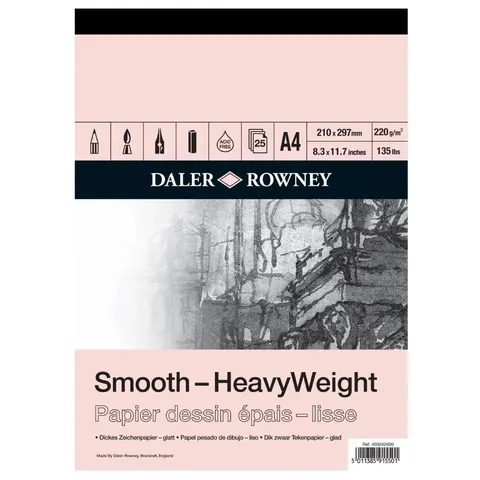 Blok do rysunku Daler-Rowney Smooth Heavyweight - A4, 220 g, 25 ark.