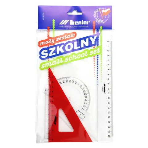 Zestaw 4-elementowy Leniar - linijka, ekierki, kątomierz