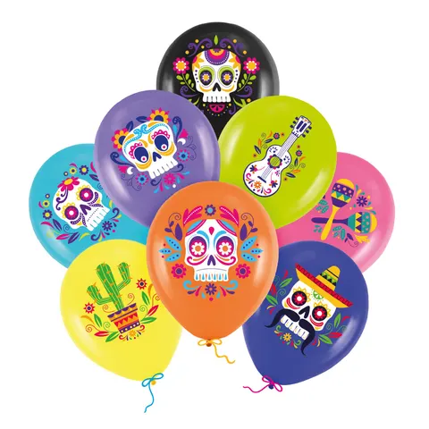 Balony Meksykańskie na Halloween 27 cm 12 cali 8 szt