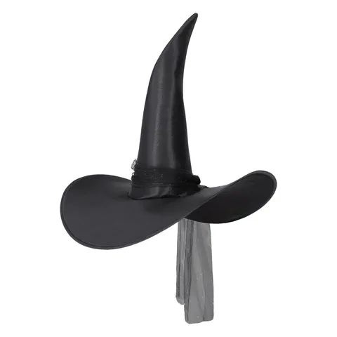 Kapelusz czarownicy Halloween czarny 60 cm