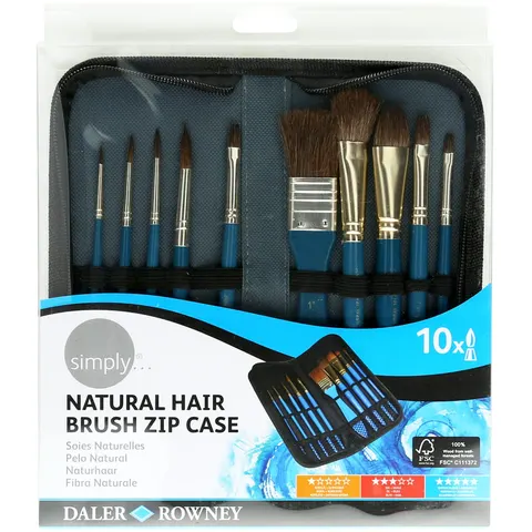 Zestaw pędzli naturalnych Simply Daler-Rowney - 10 szt. + piórnik