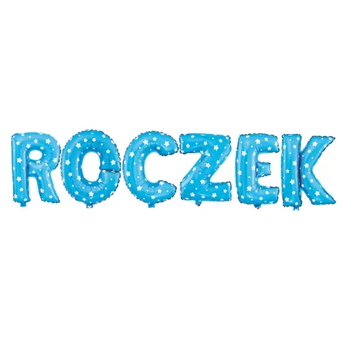 Balon foliowy napis ROCZEK niebieskie w gwiazdki N