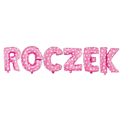 Balon foliowy napis ROCZEK różowe w serca N