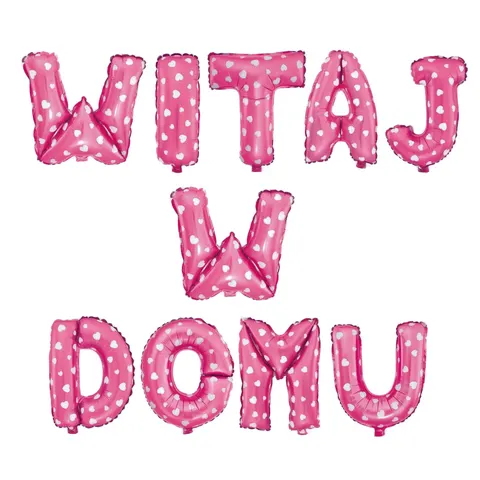 Balon foliowy napis WITAJ W DOMU różowy w serca