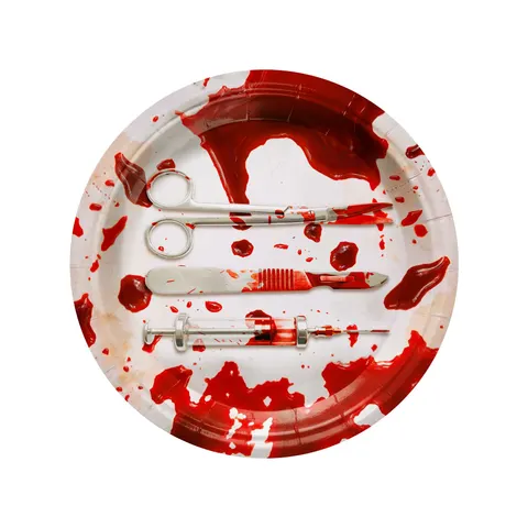 Talerzyki papierowe Halloween Bloody Night 23 cm 6 szt