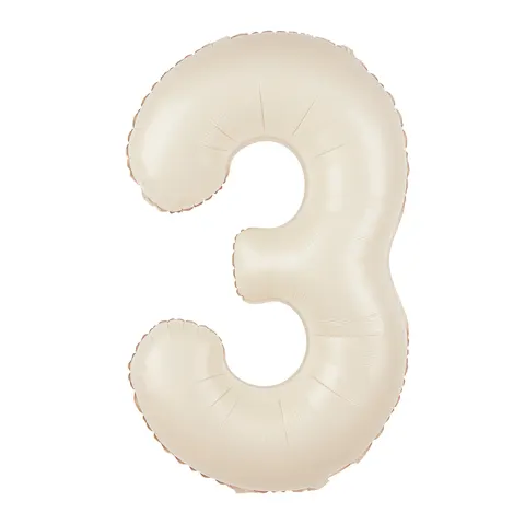 Balon foliowy cyfra 3 kremowy 100cm