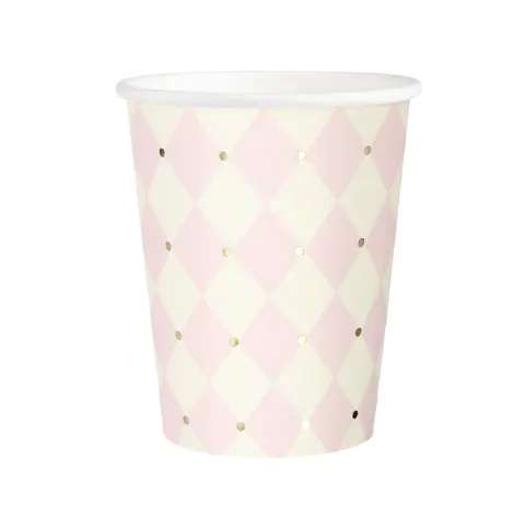 Kubek w romby różowe Baby 220ml 6szt.