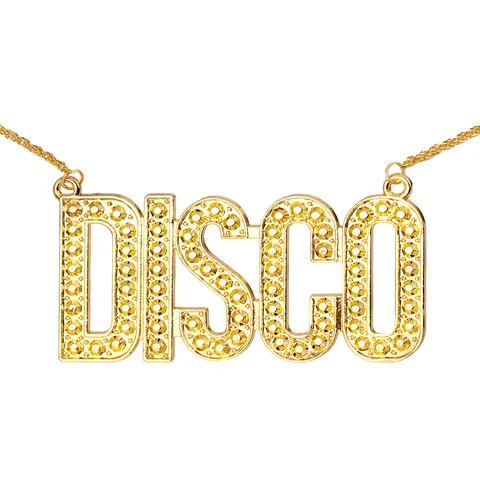 Naszyjnik łańcuszek złoty z napisem DISCO