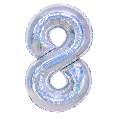 Balon foliowy cyfra 8 holograficzny 100cm