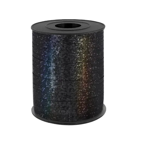 Wstążka plastikowa holograficzna czarna 225m