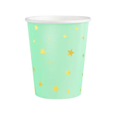 Kubek miętowy w złote gwiazdki 220ml 6szt.