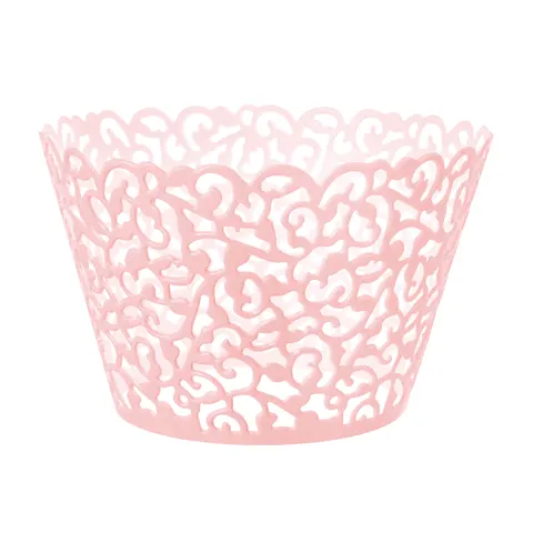 Papilotki do muffinek Koronka różowe 10szt.