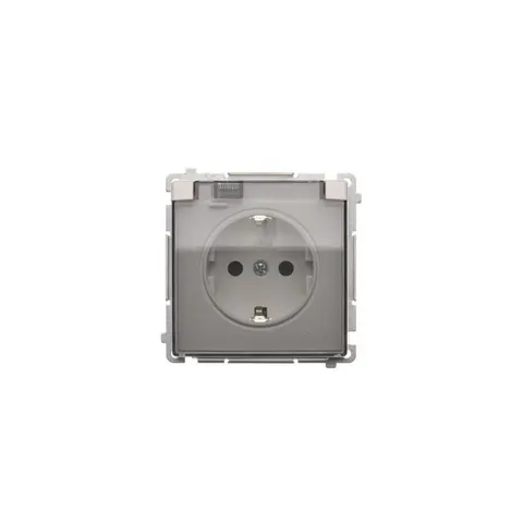 BASIC Gniazdo wtyczkowe Schuko do wersji IP44 (moduł) 16A, 250V~, zaciski śrubowe; biały. Klapka transparentna