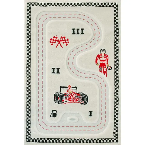 FORMUŁA 1 - Kremowy Dywan 3D dla Dzieci 3D IVI Carpets