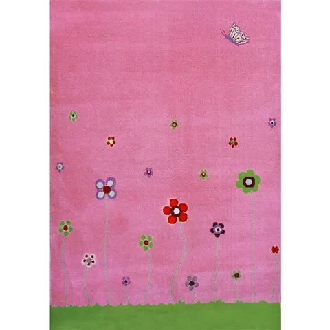 WIOSENNE KWIATY - Różowy Dywan Dziecięcy SOFT IVI Carpets