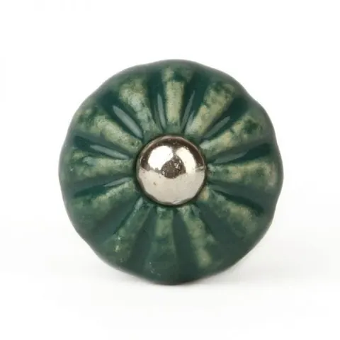 KWIATEK RETRO CIEMNOZIELONY - ceramiczna gałka do mebli