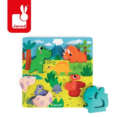 ZABAWA W CHOWANEGO DINOZAURY - Drewniana układanka 3D Janod