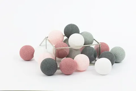 Zestaw lampek Cotton Balls Dusty Pink